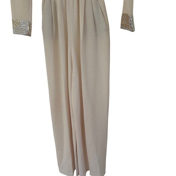 St John by Marie Gray Jumpsuit Santana Knit Rare Cream/Gold Beaded Vintage - Picture 5 of 14